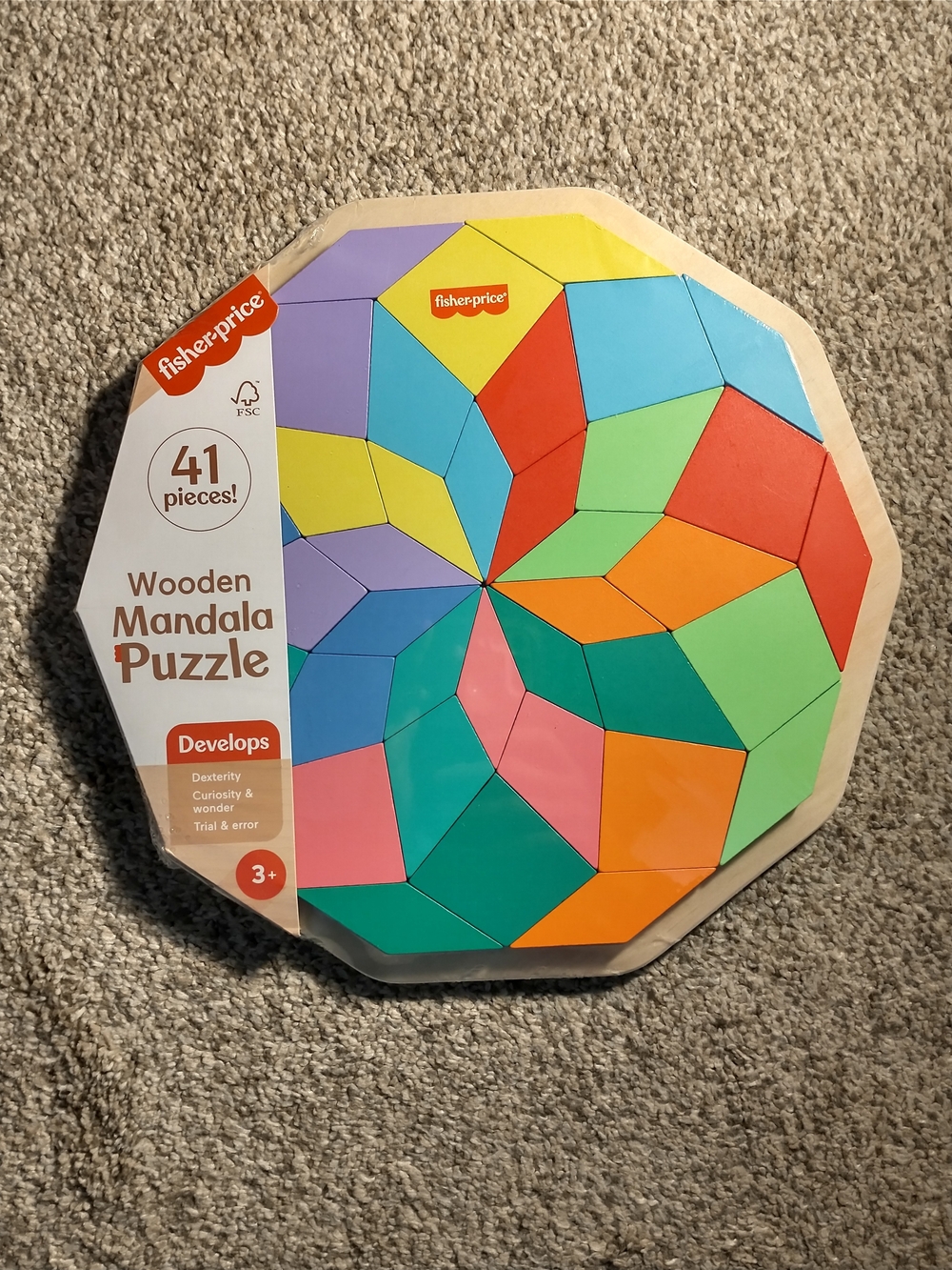Fisher-Price Wooden Mandala Puzzle - 41 Pieces - Ages 3+